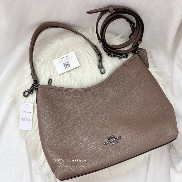 NWT Coach Laurel Shoulder Bag Soft Pebble Leather Dark Stone Taupe Brown CR148 - Picture 4 of 13